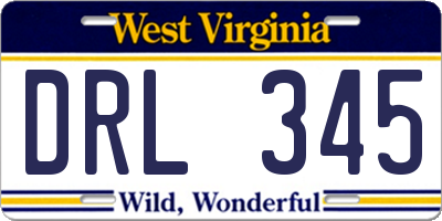 WV license plate DRL345