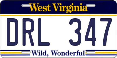 WV license plate DRL347
