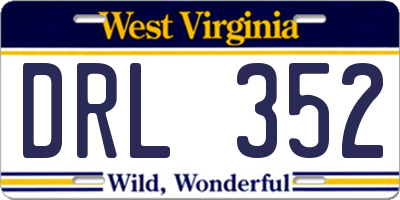 WV license plate DRL352