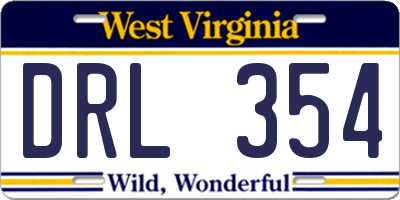WV license plate DRL354