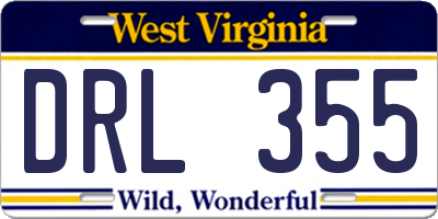 WV license plate DRL355