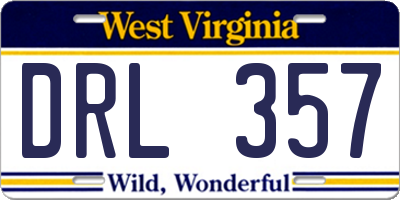 WV license plate DRL357