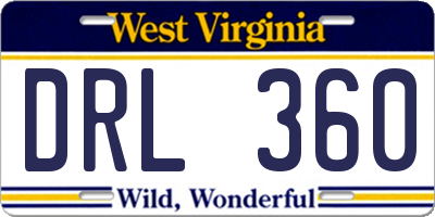 WV license plate DRL360