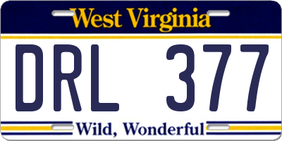 WV license plate DRL377
