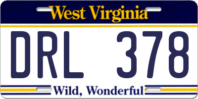 WV license plate DRL378