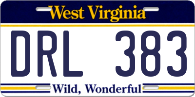 WV license plate DRL383