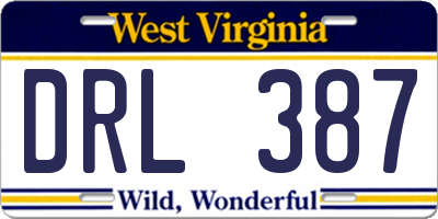 WV license plate DRL387