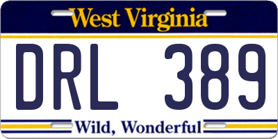 WV license plate DRL389