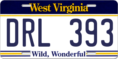 WV license plate DRL393