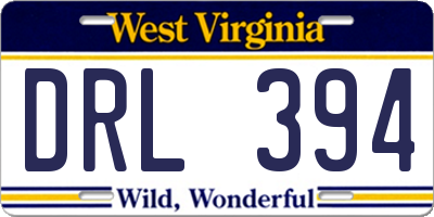 WV license plate DRL394