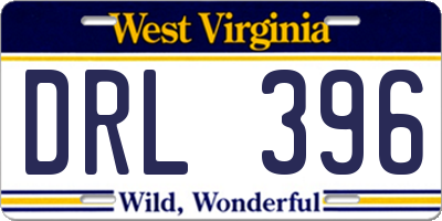 WV license plate DRL396