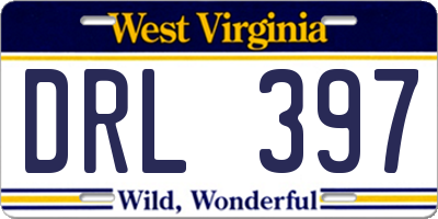 WV license plate DRL397