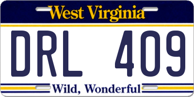 WV license plate DRL409
