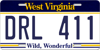 WV license plate DRL411