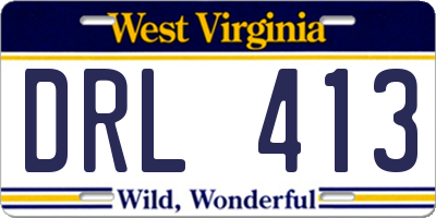 WV license plate DRL413