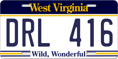 WV license plate DRL416