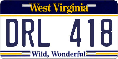 WV license plate DRL418