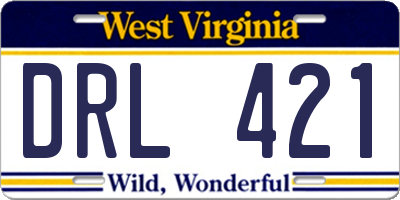 WV license plate DRL421