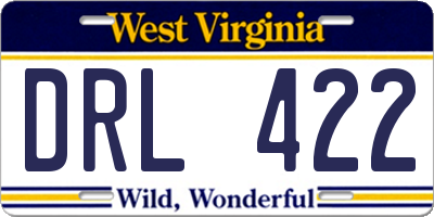 WV license plate DRL422