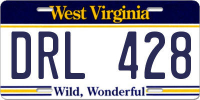 WV license plate DRL428