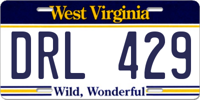 WV license plate DRL429