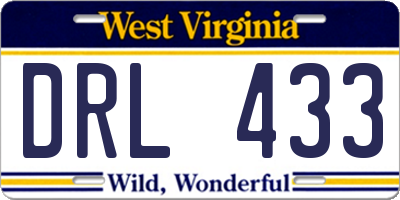 WV license plate DRL433