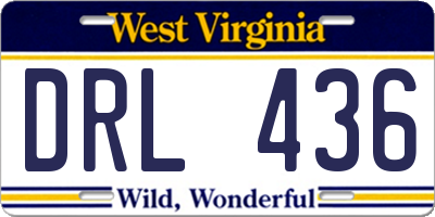 WV license plate DRL436