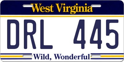 WV license plate DRL445