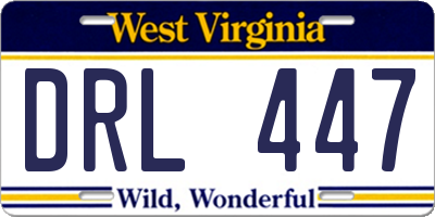 WV license plate DRL447