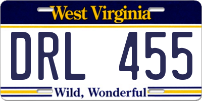 WV license plate DRL455