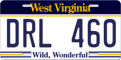 WV license plate DRL460