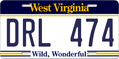 WV license plate DRL474