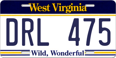 WV license plate DRL475
