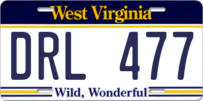 WV license plate DRL477