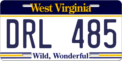 WV license plate DRL485
