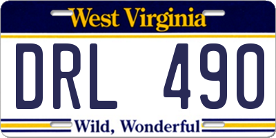 WV license plate DRL490