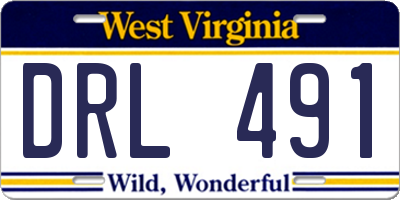 WV license plate DRL491