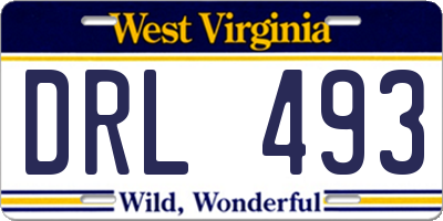 WV license plate DRL493