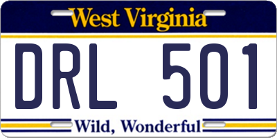 WV license plate DRL501