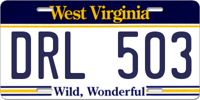 WV license plate DRL503