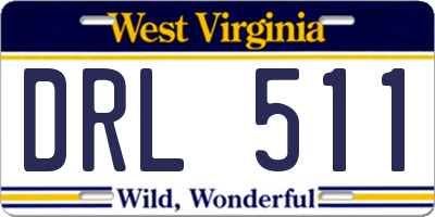 WV license plate DRL511