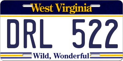 WV license plate DRL522