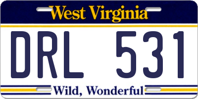 WV license plate DRL531