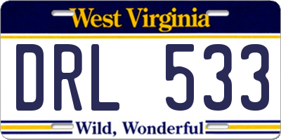 WV license plate DRL533