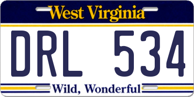 WV license plate DRL534