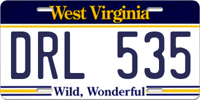 WV license plate DRL535