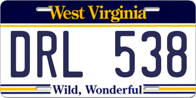WV license plate DRL538