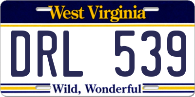 WV license plate DRL539