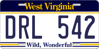 WV license plate DRL542