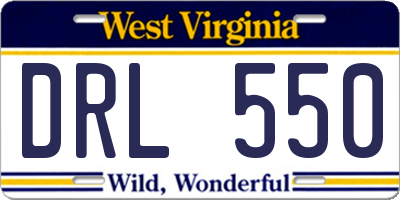WV license plate DRL550